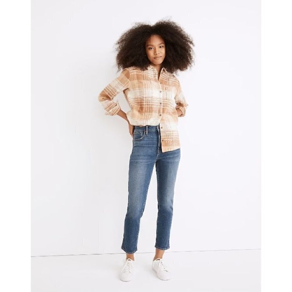 Madewell Stovepipe Dearham Medium Wash High Rise Straight Leg Jeans 25